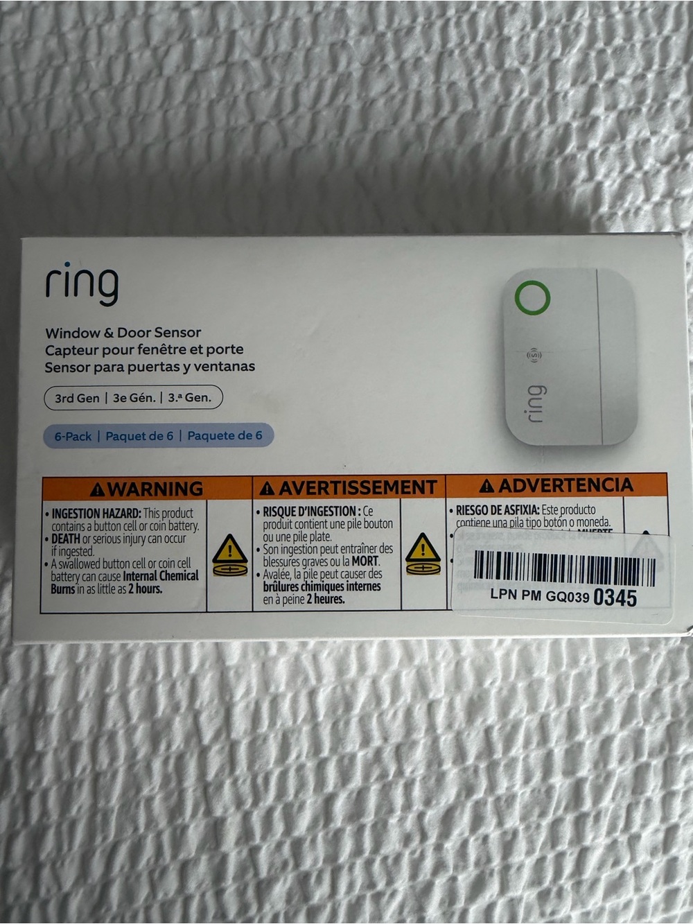Ring Window & Door Sensor 3rd Gen - White with Green Accent (6-Pack)